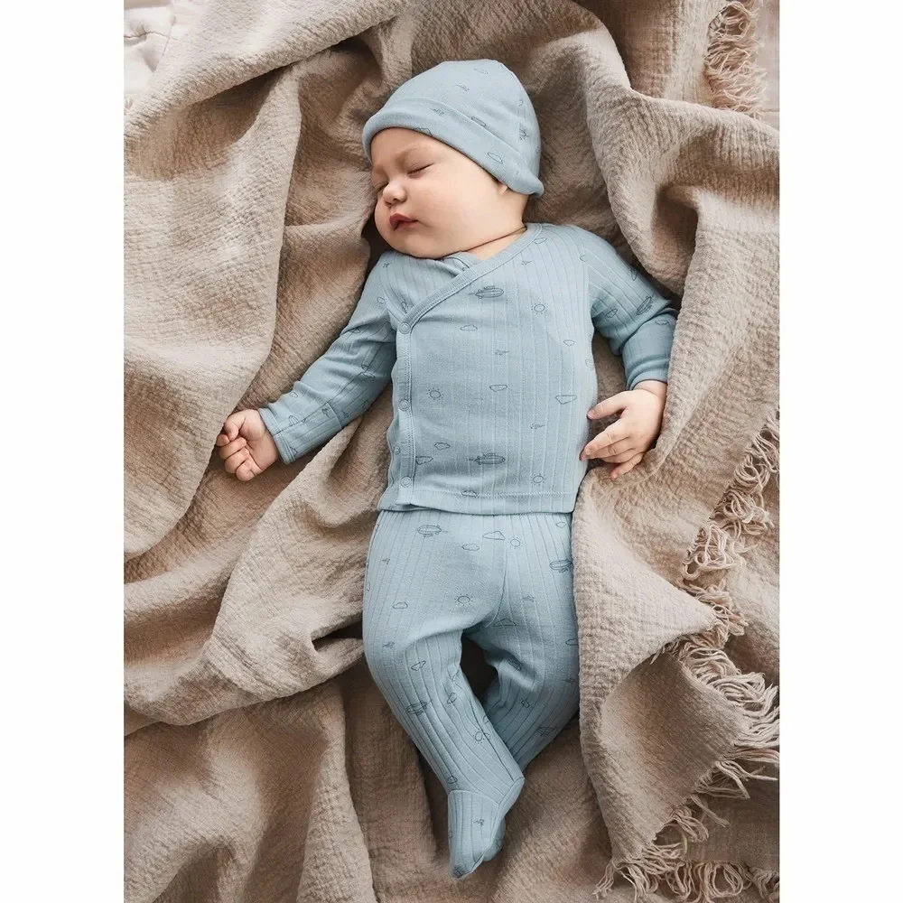 Carter’s 3-Piece Side-Snap Top & Pant Set - Baby Unisex Blue Newborn
